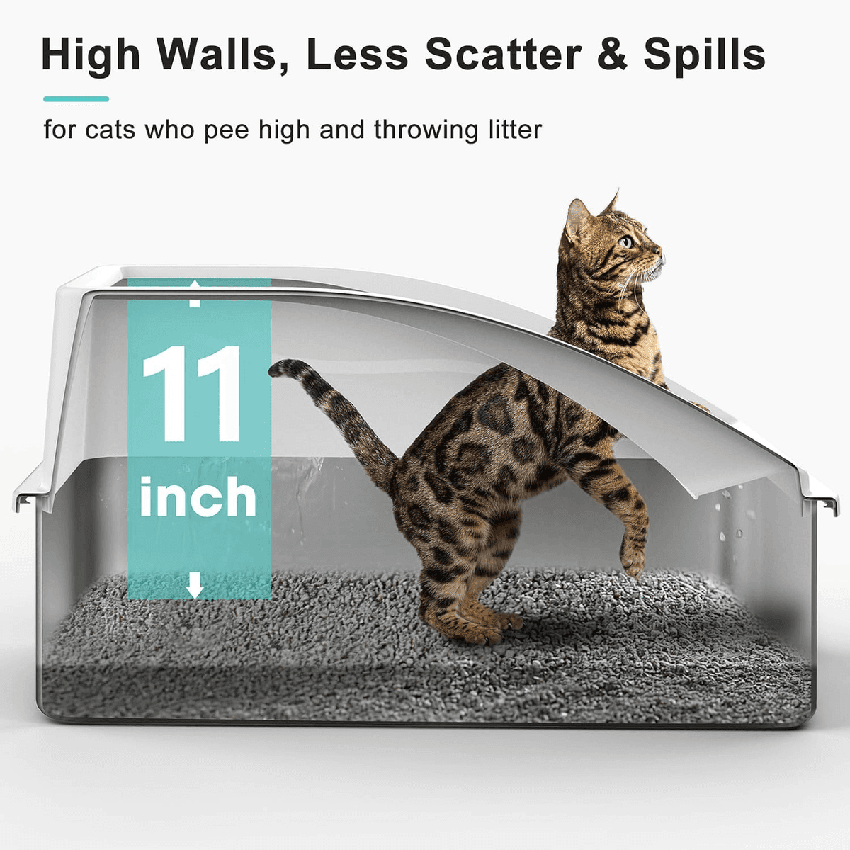 AIPERRO XL Stainless Steel Enclosed Cat Litter Box Set, Silver Grey image 4