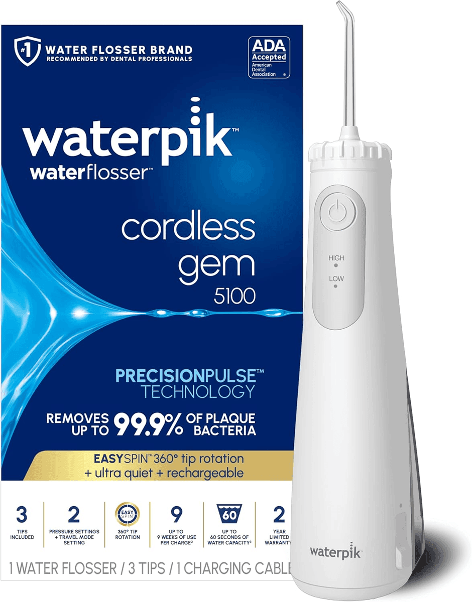 Waterpik Cordless Gem 5100 Portable Water Flosser, White