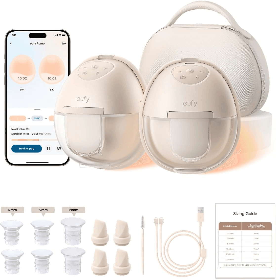 eufy Security S1 Pro Heated Wearable Breast Pump with Charging Case