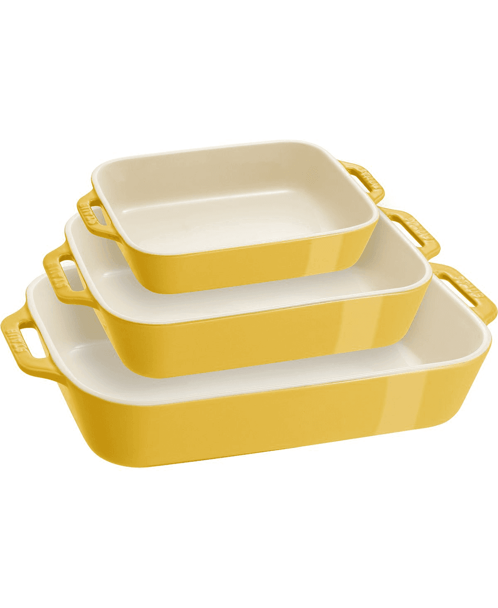 Staub Ceramic 3-Piece Rectangular Baking Dish Set - Lemon