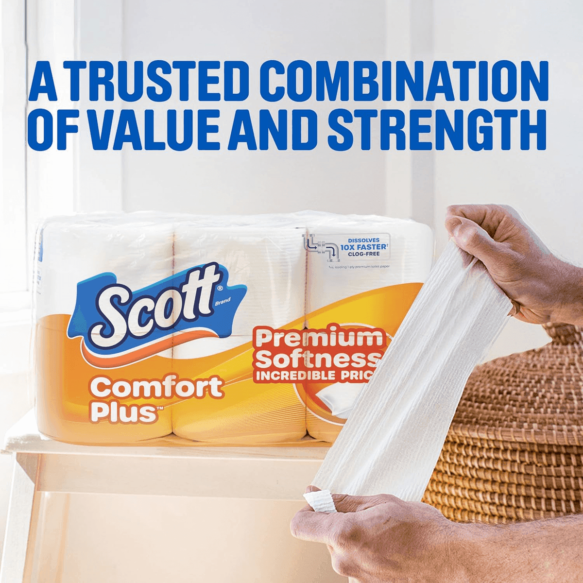 Scott ComfortPlus Toilet Paper, 12 Triple Rolls, 231 Sheets per Roll image 2
