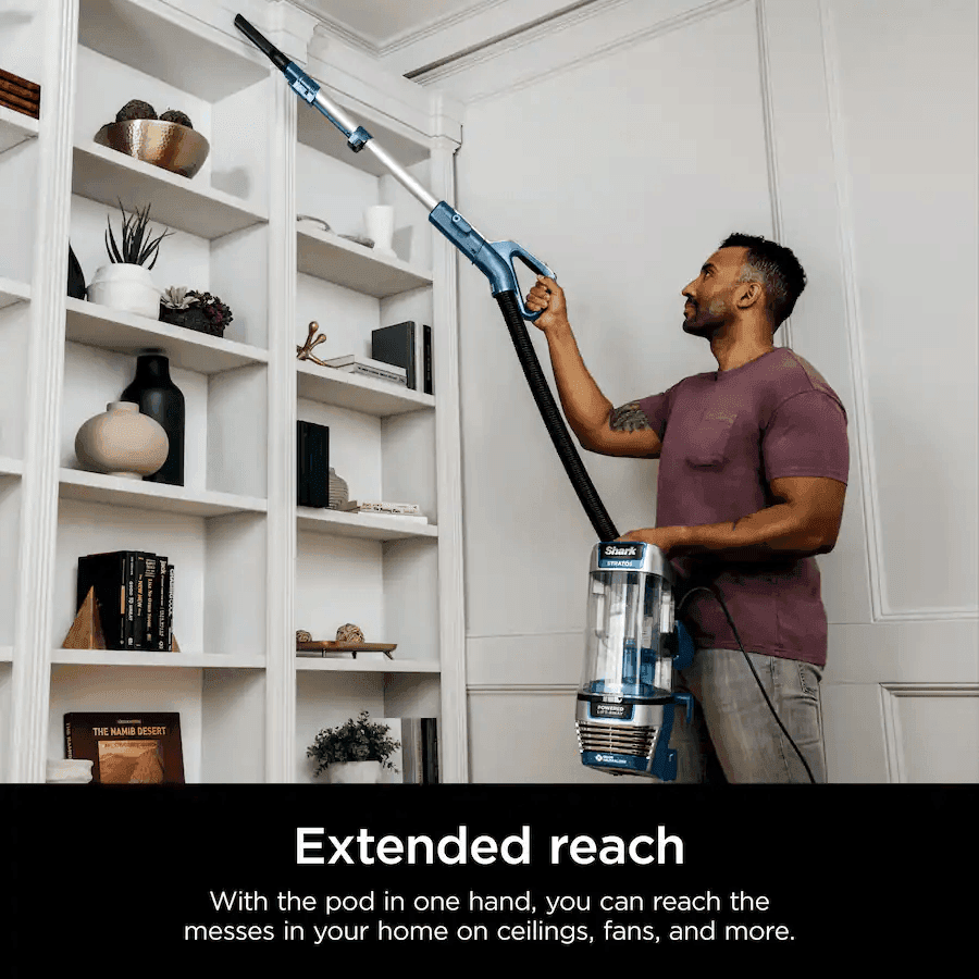 Shark Stratos Upright Vacuum with DuoClean PowerFins HairPro, Self-Cleaning Brushroll, Odor Neutralizer Technology - Navy image 3