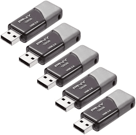 PNY Turbo Attaché 3 128GB USB 3.0 Flash Drives, 5-Pack