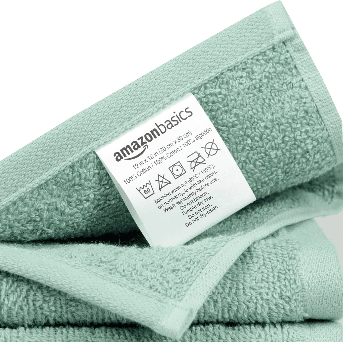 Amazon Basics Cotton Washcloths, Seafoam Green, 24-Pack image 3