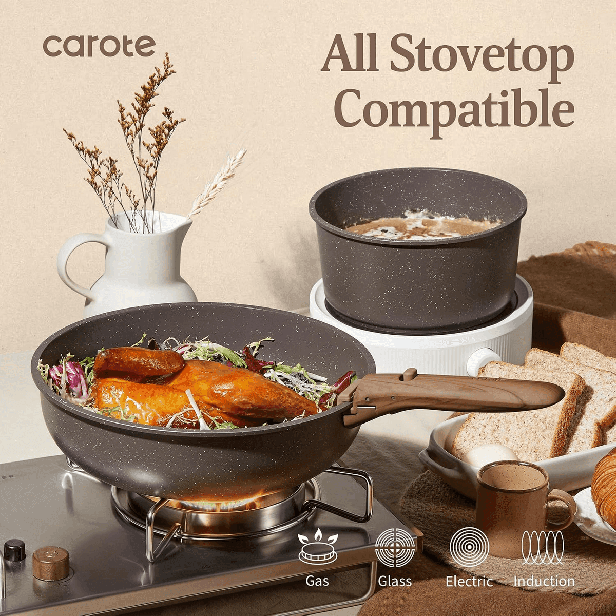 CAROTE 21-Piece Detachable-Handle Cookware Set for $69.99 [Prime] image 5