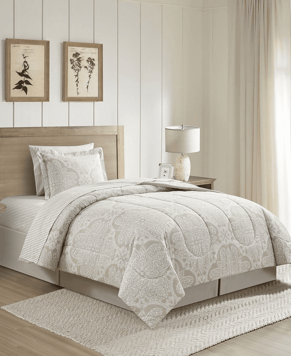 Macy's Neutral Damask 8-Pc. Comforter Set image 3