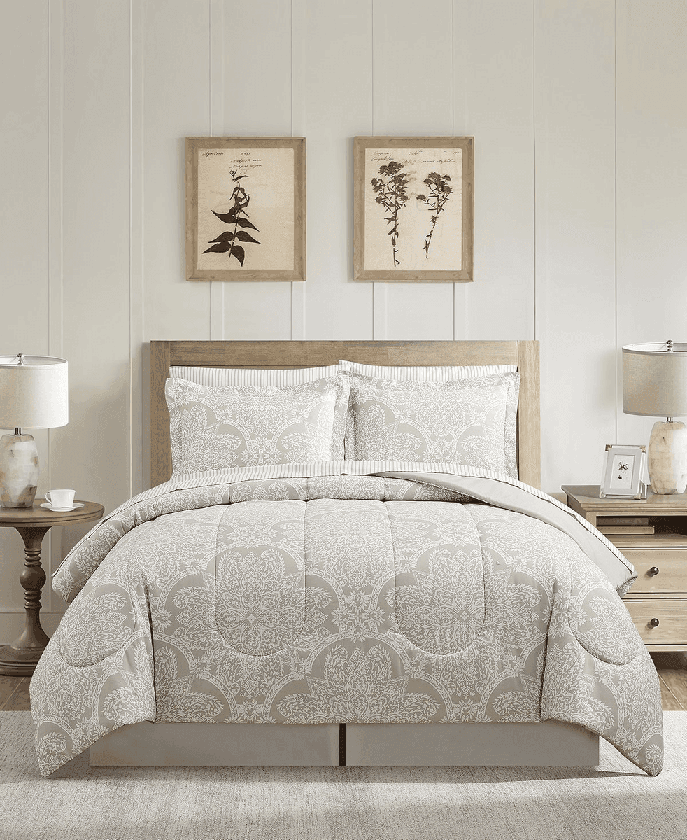 Macy's Neutral Damask 8-Pc. Comforter Set