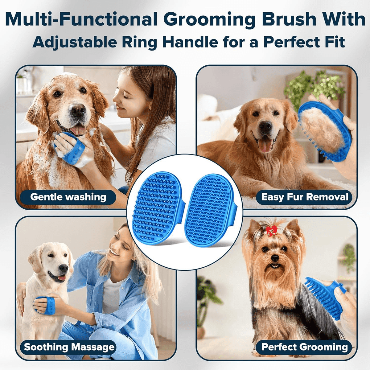 Augwind 6-Piece Pet Grooming and Bath Kit - Navy Blue image 5
