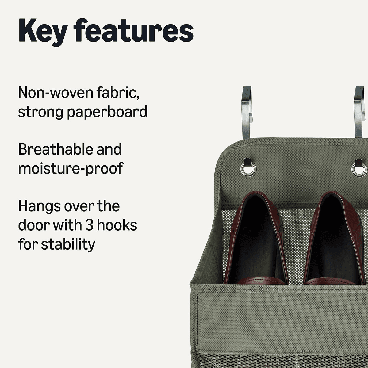 Amazon Basics 5-Tier Over-the-Door Shoe Organizer - Dark Grey image 3