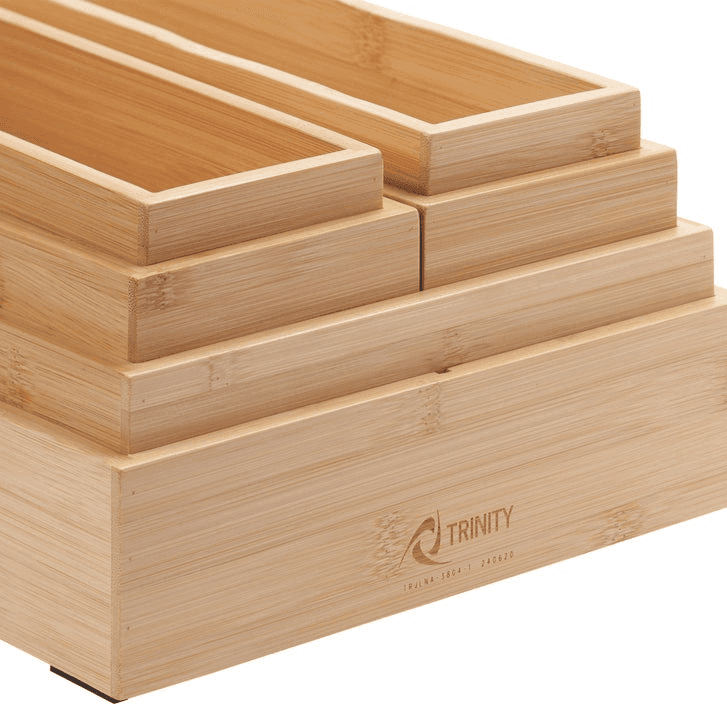 TRINITY 6-Piece Bamboo Drawer Organizer Set image 3