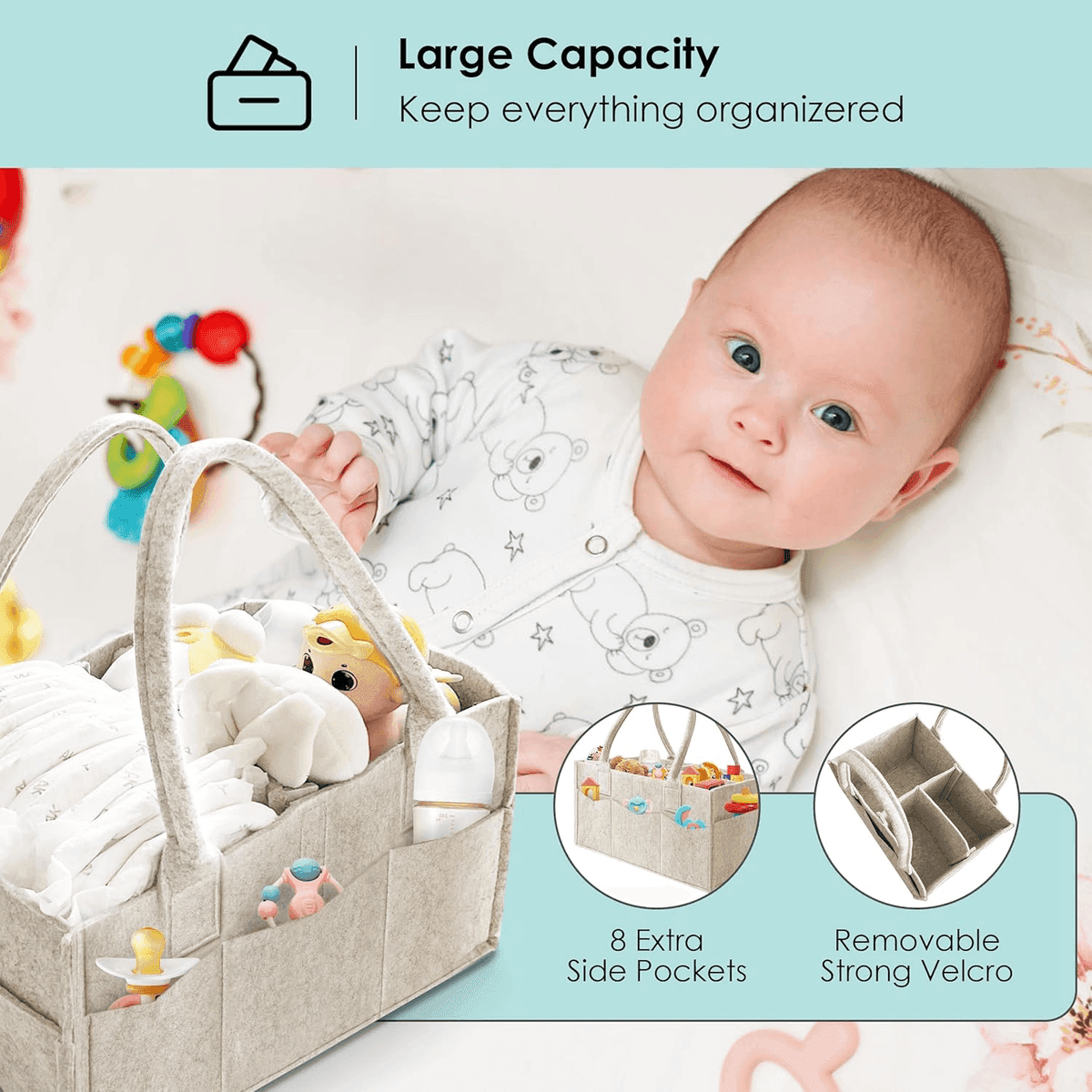 HIPHOP PANDA 2-Pack Diaper Caddy Organizer image 3