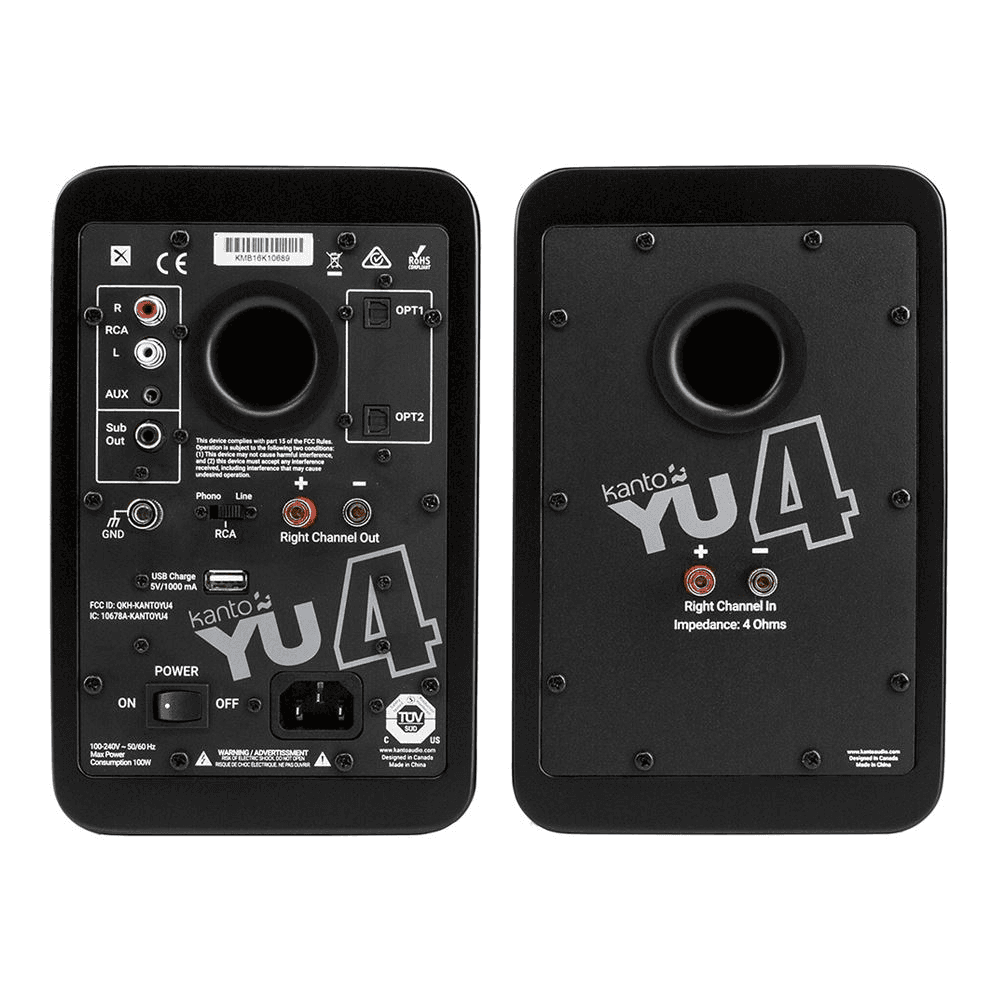 Kanto YU4 140W Powered Bluetooth Bookshelf Speakers - Matte Black Pair image 2