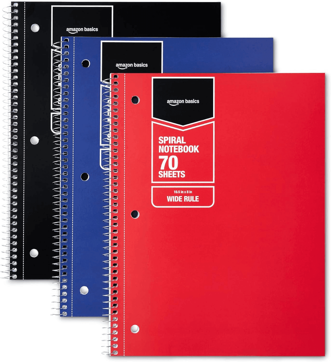 Amazon Basics Wide Ruled Spiral Notebooks 3-Pack for $5.52