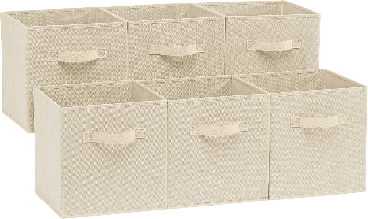Amazon Basics Beige Fabric Storage Cubes 6-Pack for $16.05