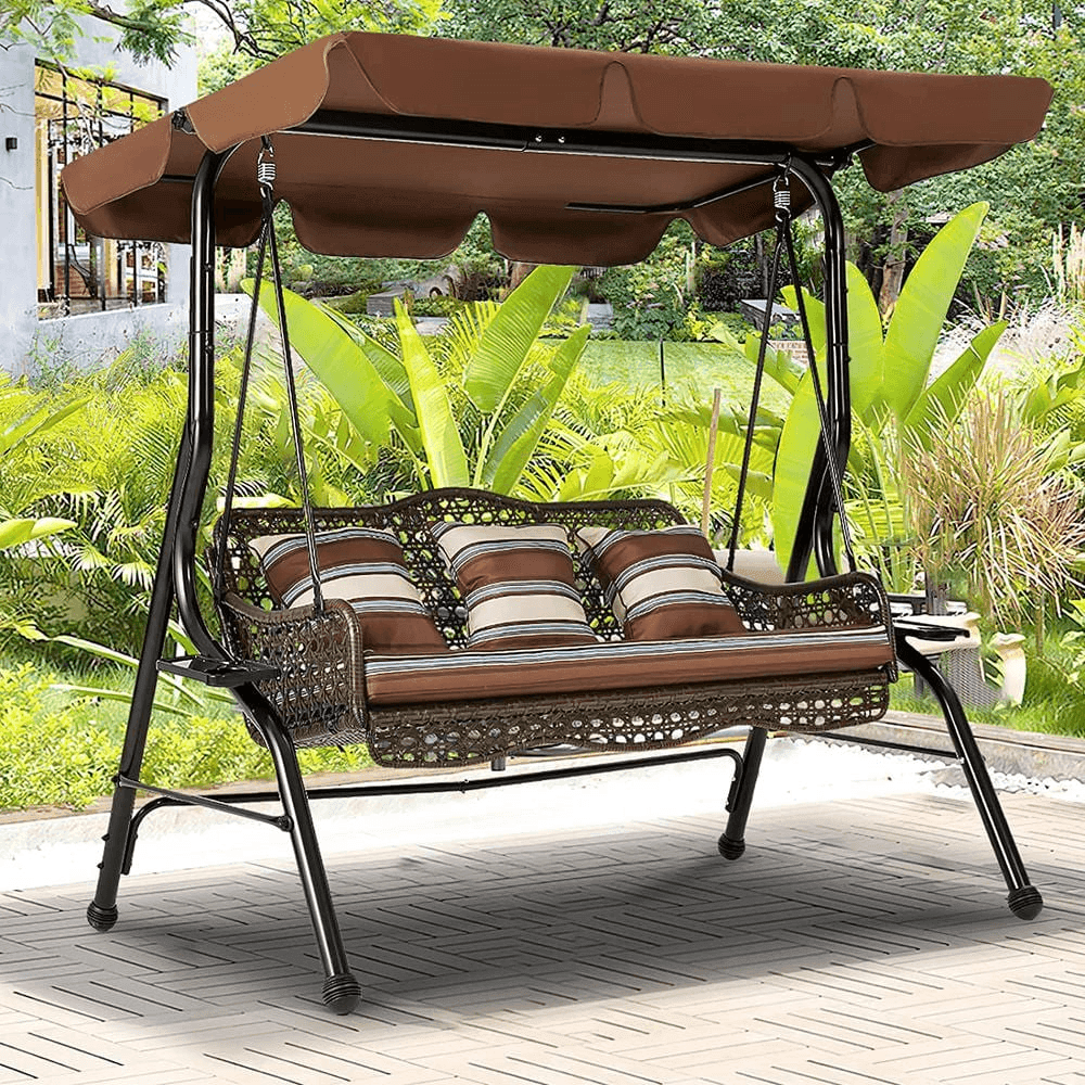 AECOJOY 3-Person Wicker Patio Swing for $252