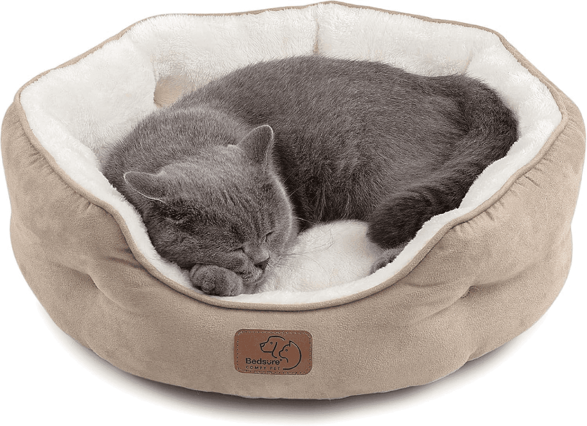 Bedsure 20-inch Washable Small Dog & Cat Bed - Camel