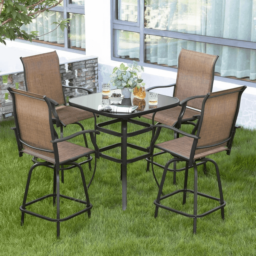 Nuu Garden 5-Piece Swivel Patio Bar Set for $336