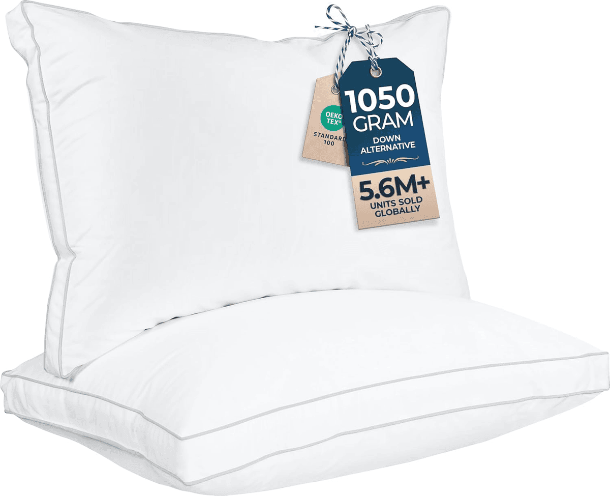Utopia Bedding Queen Gusseted Pillows, Set of 2, for $24.77