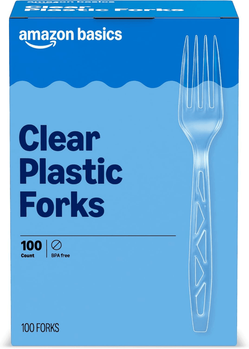 Amazon Basics Clear Plastic Forks 100-Count