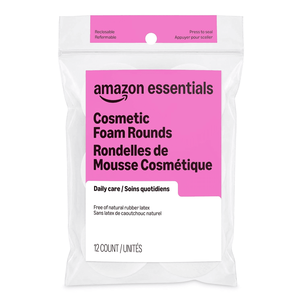 Amazon Essentials Cosmetic Foam Rounds 12-Count