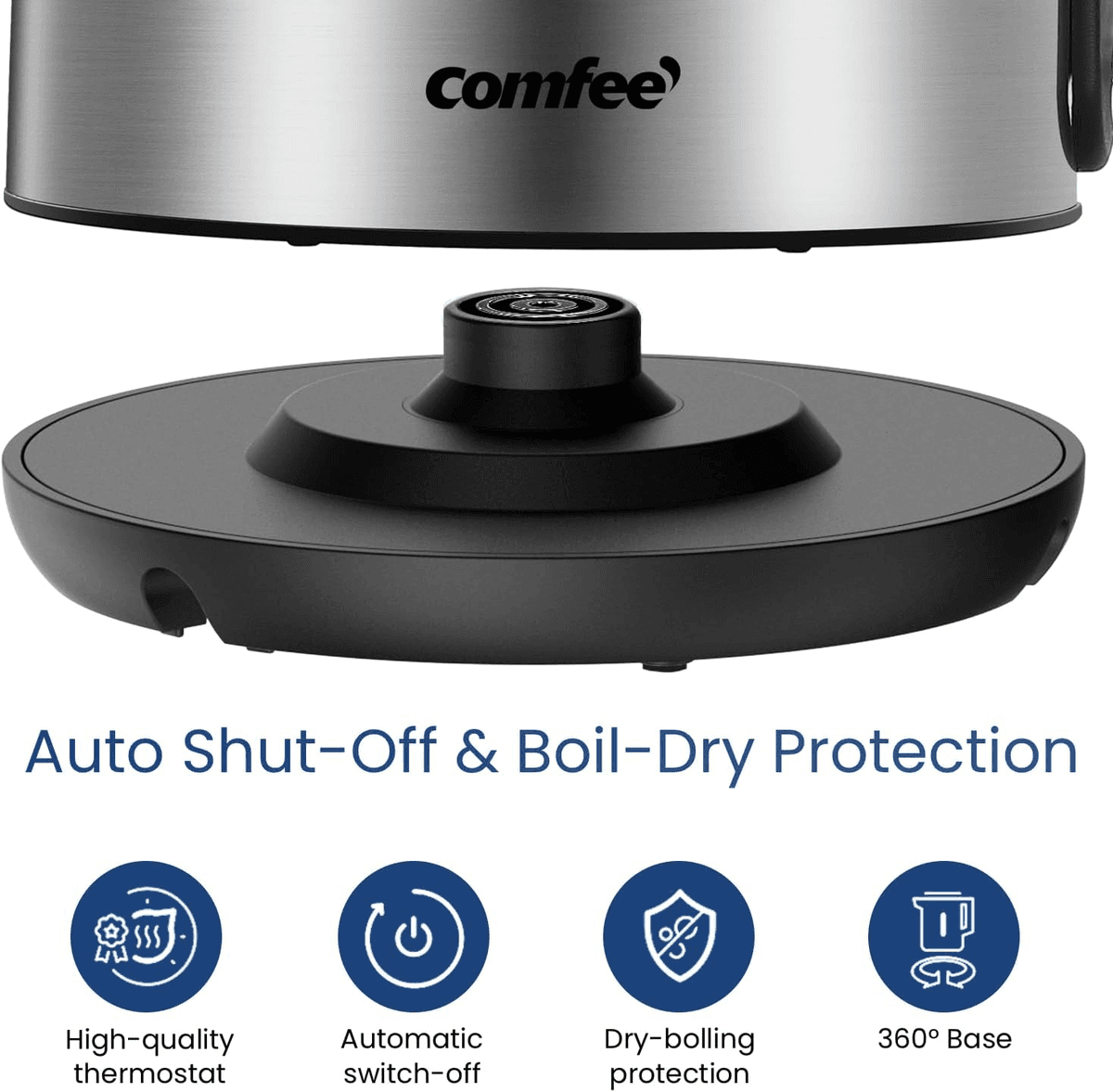 COMFEE' 1.7-Liter Stainless Steel Electric Kettle