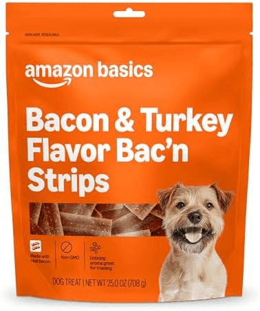 Amazon Basics Bacon & Turkey Bac'n Strips Dog Treats, 25 oz image 2