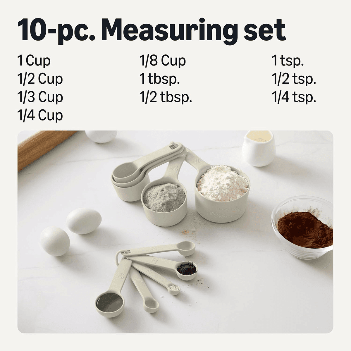Amazon Basics Measuring Cups and Spoons 10-Piece Set image 2