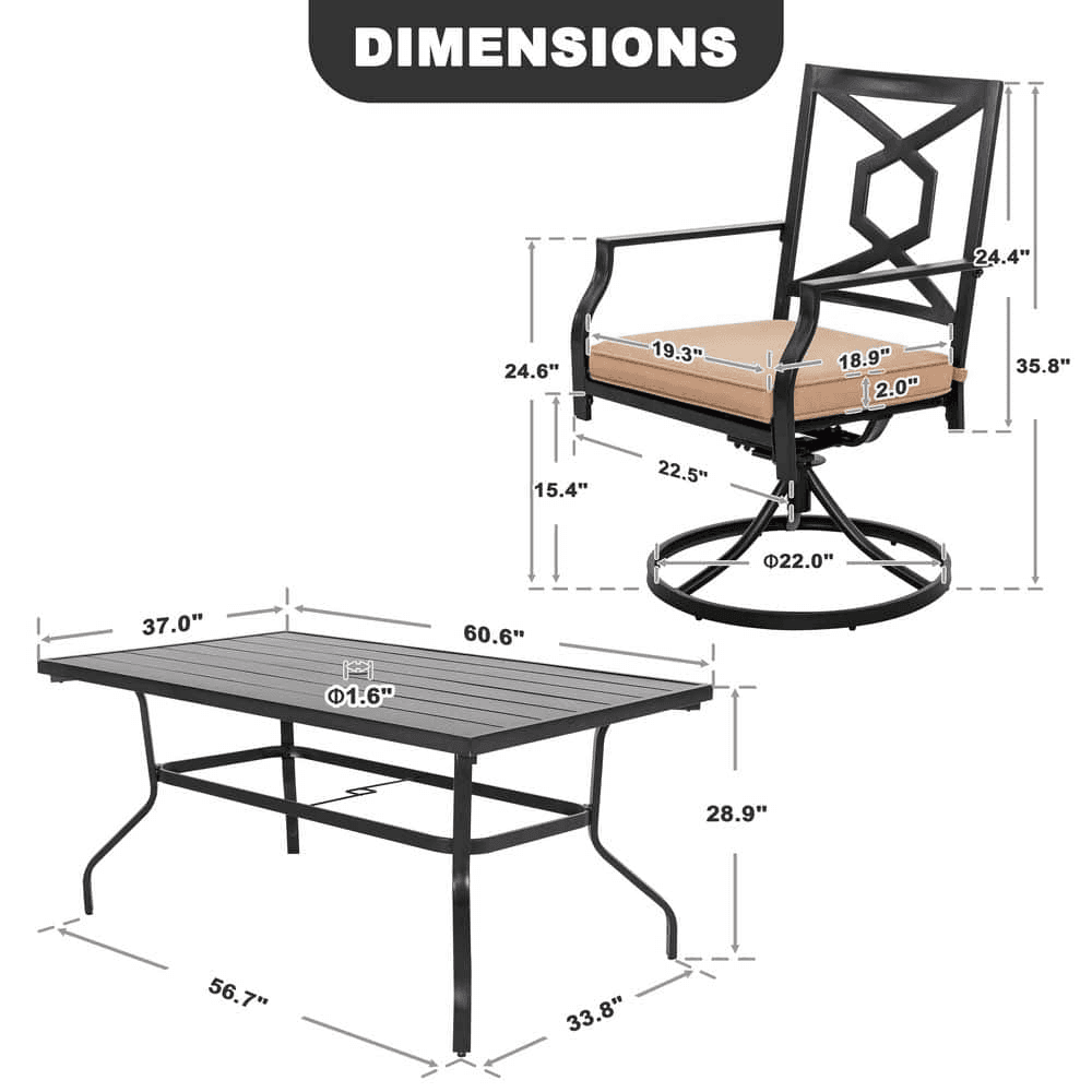 Nuu Garden 7-Piece Metal Outdoor Dining Set with 6 Swivel Chairs image 2