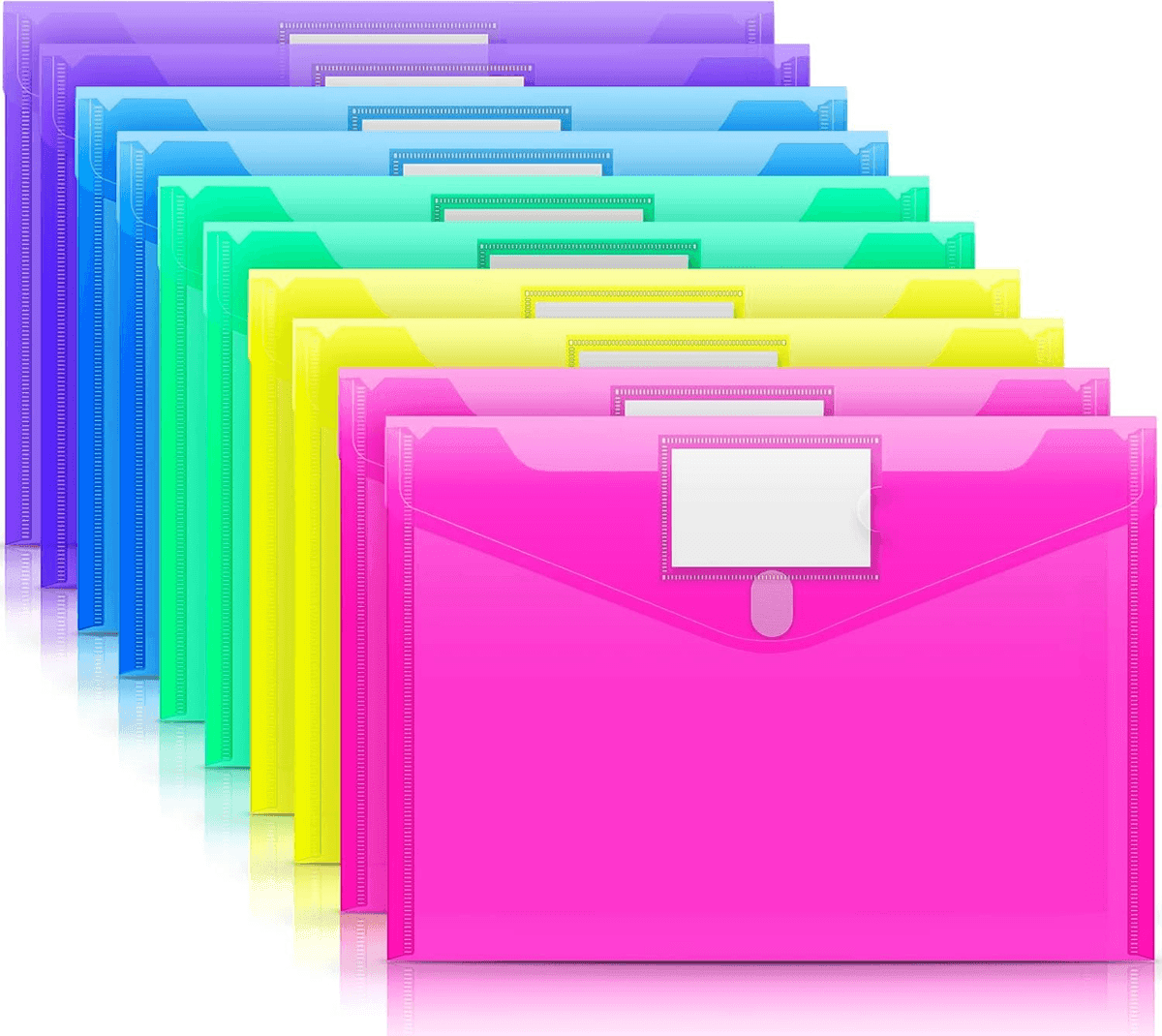 Sooez 10-Pack Clear Poly File Folders with Label Pockets