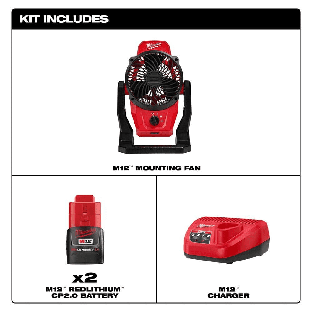 Milwaukee M12 Jobsite Fan Kit with Two Batteries for $107.10 image 2