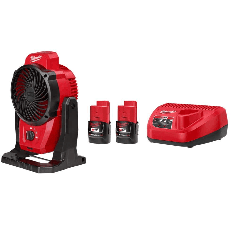 Milwaukee M12 Jobsite Fan Kit with Two Batteries for $107.10