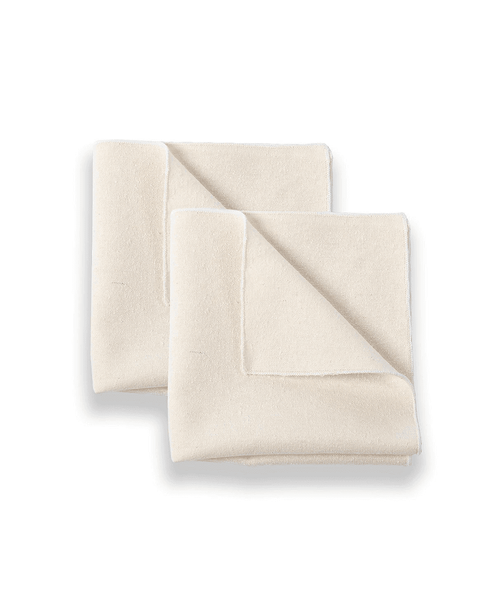 NIGHT Raw Silk Skincare Washcloths, Beige, 2-Count