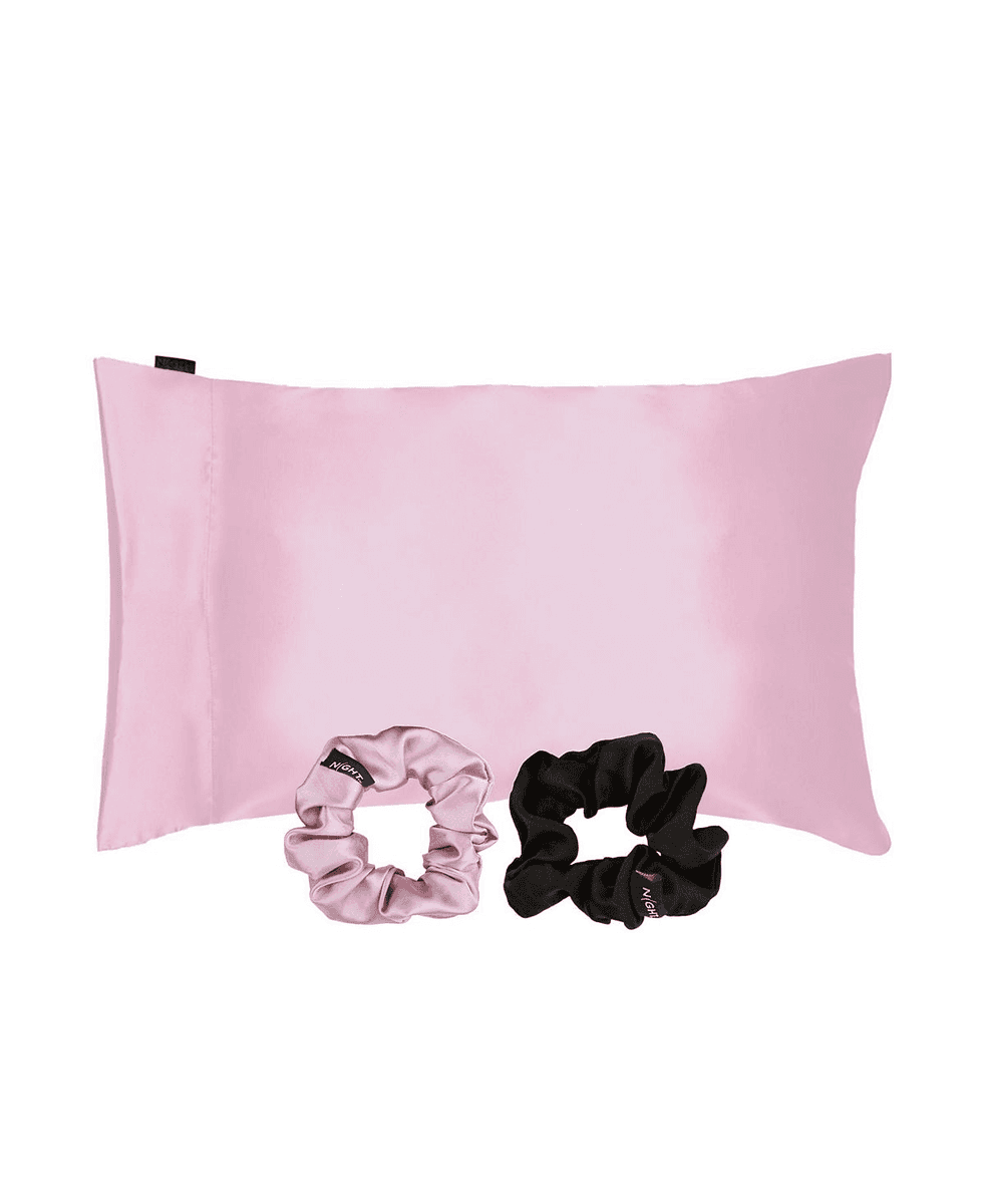 NIGHT Satin Pillowcase & Scrunchies 7-Piece Set - Blush