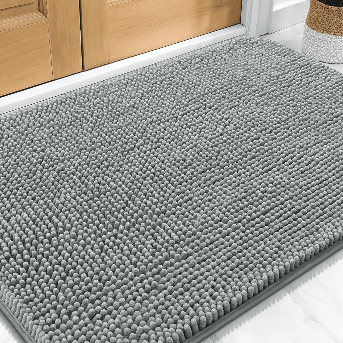OLANLY 30 x 20-Inch Chenille Dog Door Mat, Grey