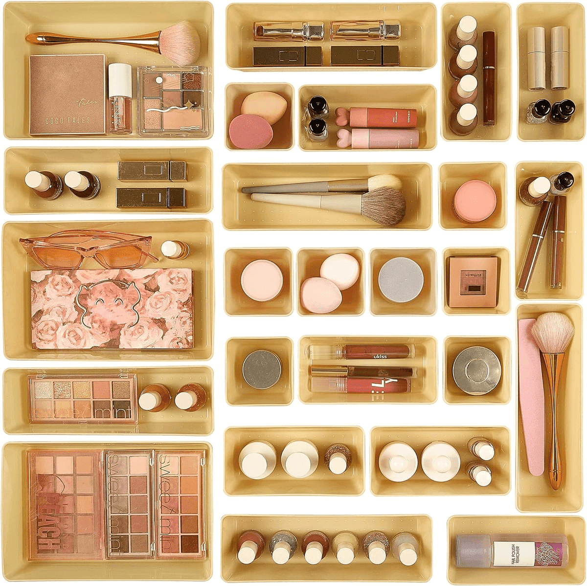 Vtopmart 25-Piece Drawer Organizer Set, Beige