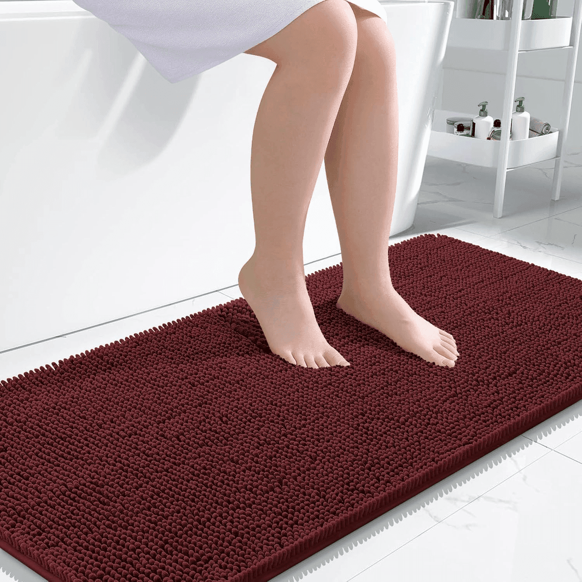 OLANLY 47 x 24-Inch Chenille Bath Runner, Andorra Red-Brown - $36.99