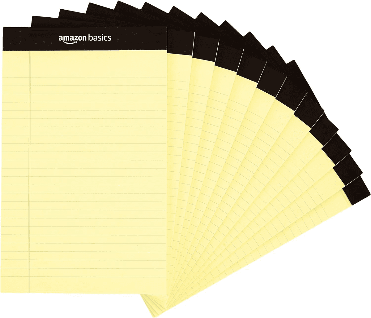 Amazon Basics 5x8 Canary Note Pads, 12-Pack - $8.10