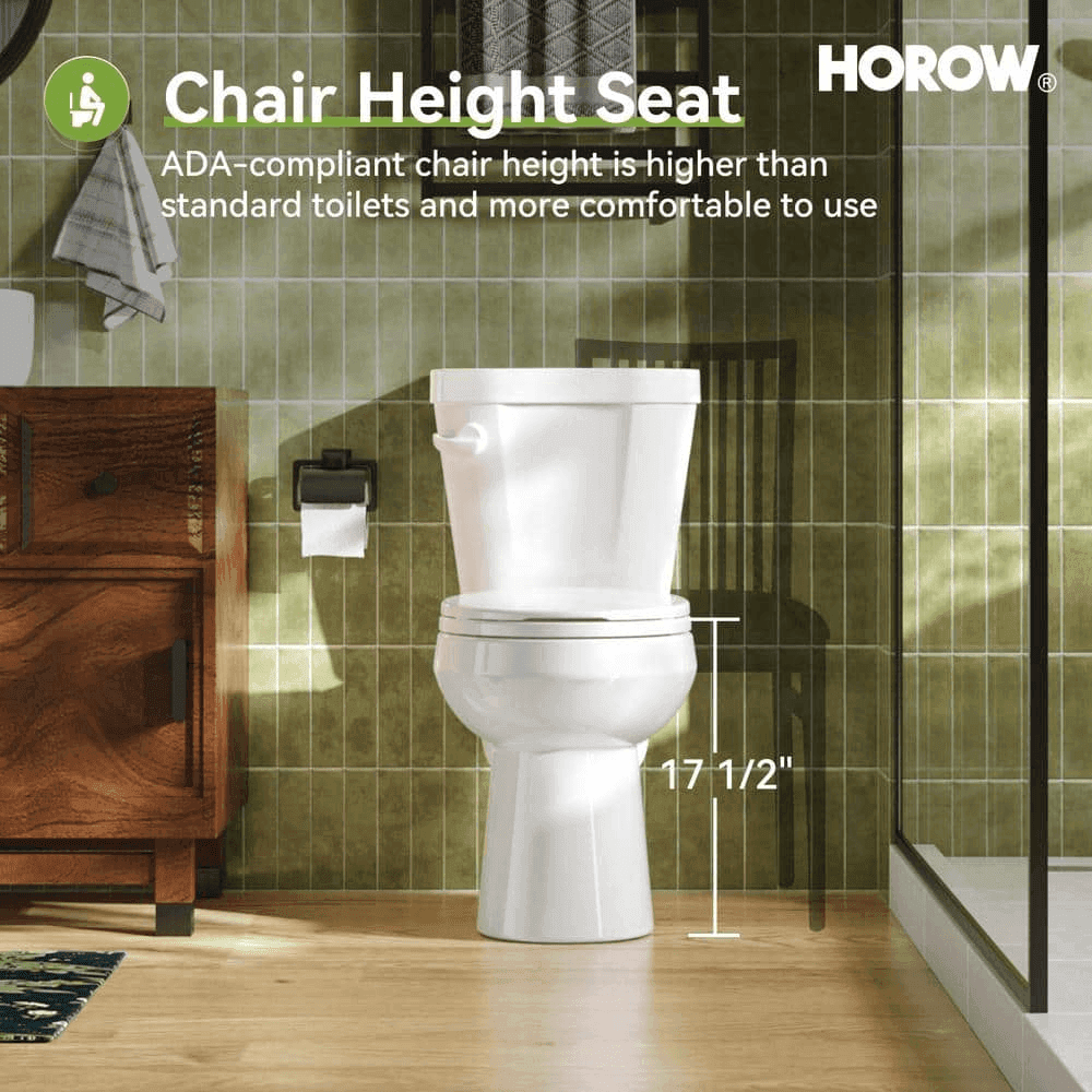 HOROW 17-inch ADA Chair Height Two-Piece Toilet image 4