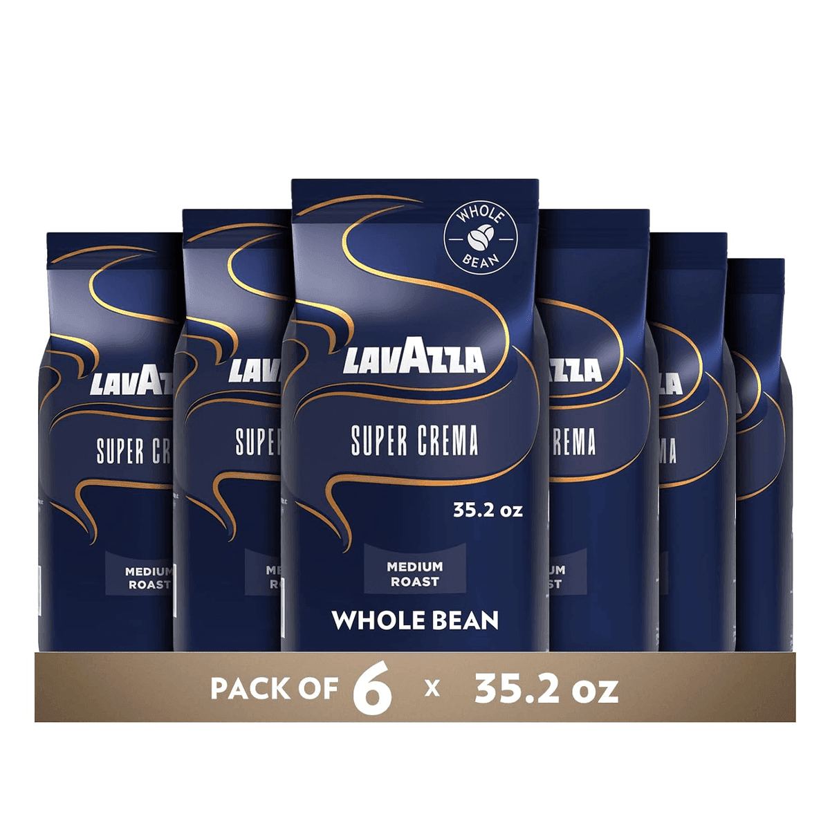 Lavazza Super Crema Whole Bean Coffee 2.2 lb Pack of 6