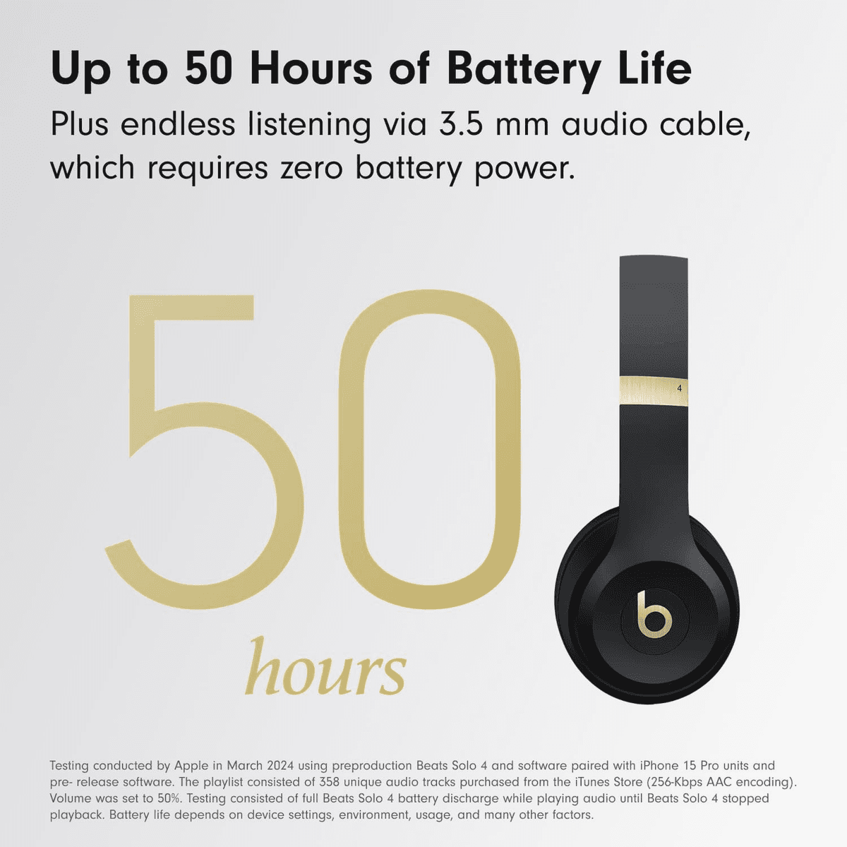 Beats Solo 4 Wireless Headphones, Black & Gold - $129.95 image 5