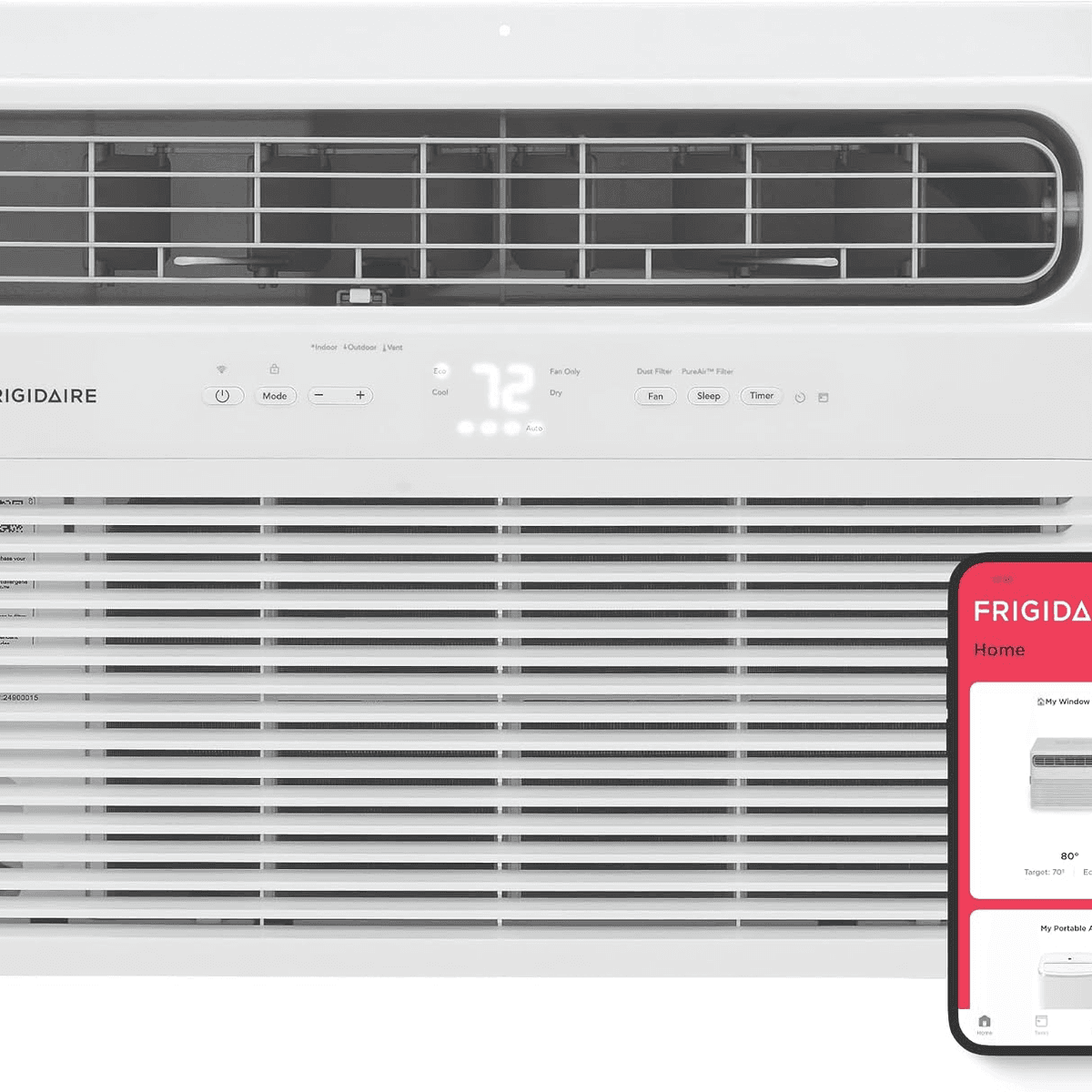 Frigidaire 10,000 BTU Smart Window Air Conditioner with Wi-Fi, Cools Up to 450 Sq. Ft., Remote Control, Quiet Operation, Eco Mode, 3 Fan Speeds, White