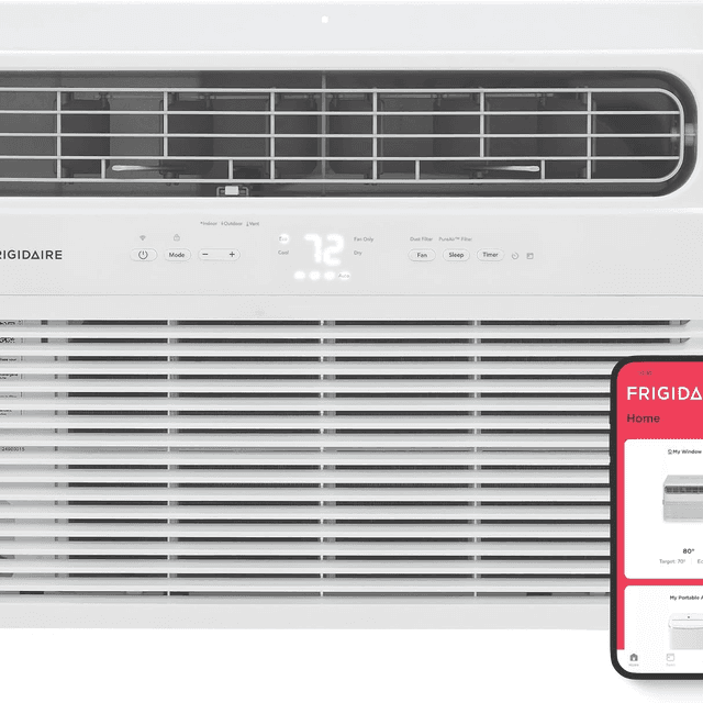 Frigidaire 10,000 BTU Smart Window Air Conditioner with Wi-Fi, Cools Up to 450 Sq. Ft., Remote Control, Quiet Operation, Eco Mode, 3 Fan Speeds, White image 1
