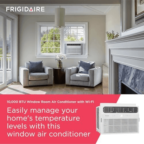 Frigidaire 10,000 BTU Smart Window Air Conditioner with Wi-Fi, Cools Up to 450 Sq. Ft., Remote Control, Quiet Operation, Eco Mode, 3 Fan Speeds, White image 3