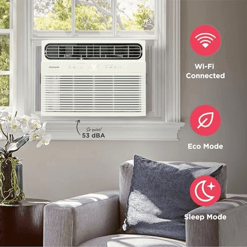 Frigidaire 10,000 BTU Smart Window Air Conditioner with Wi-Fi, Cools Up to 450 Sq. Ft., Remote Control, Quiet Operation, Eco Mode, 3 Fan Speeds, White image 5