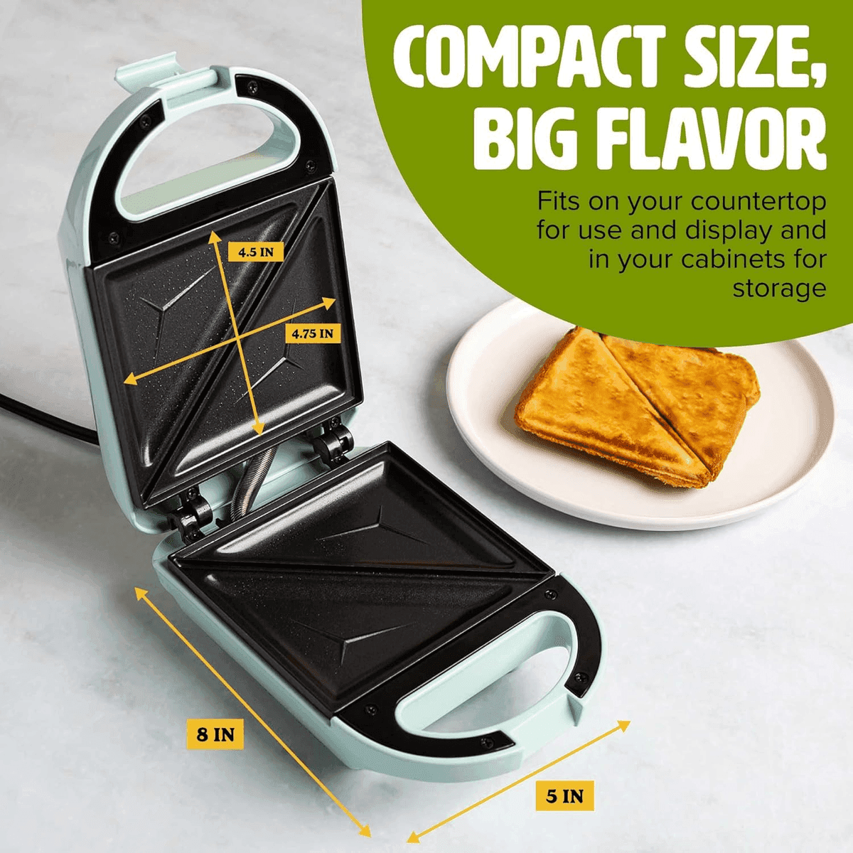Tasty Mini 600W Sandwich Maker in Aqua image 3