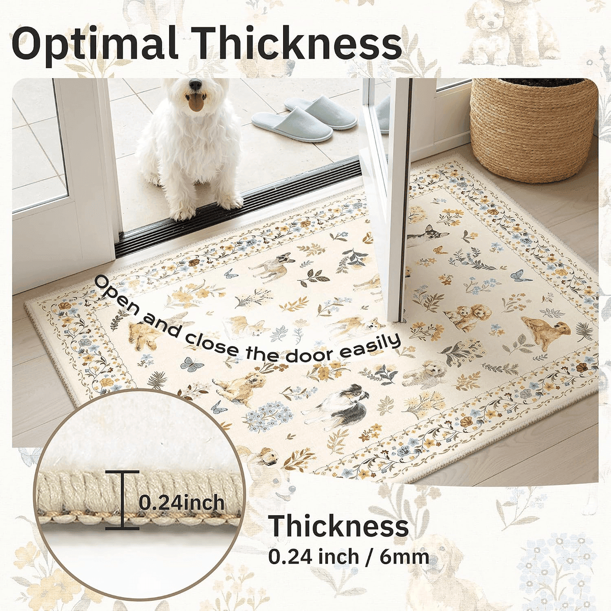 Soalmost 2x3 Washable Dog Floral Entryway Rug - Beige image 5