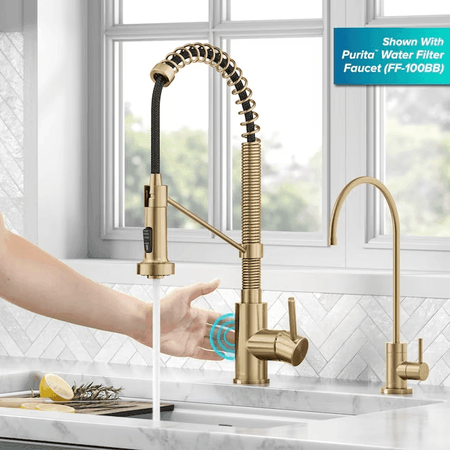 Kraus Bolden Touchless Pull-Down Kitchen Faucet - Brushed Brass image 2