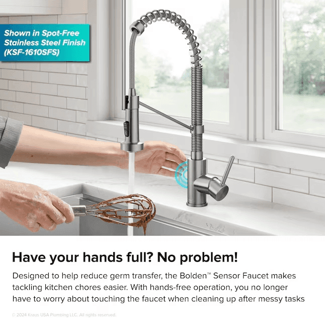Kraus Bolden Touchless Pull-Down Kitchen Faucet - Brushed Brass image 3