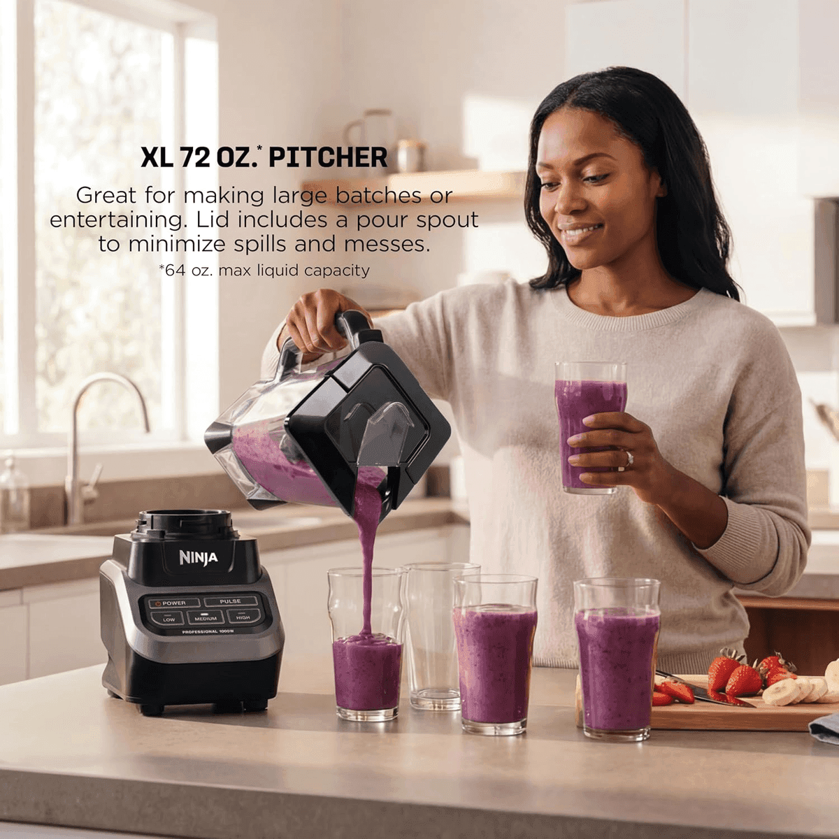 Ninja Professional 1000W Blender with 72 oz Pitcher - BL610 image 4