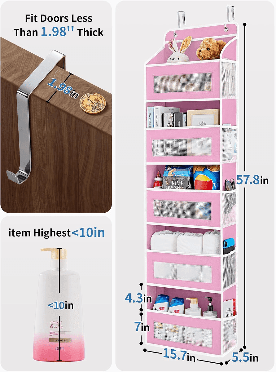 JARLINK 5-Shelf Over-the-Door Organizer, Pink image 2